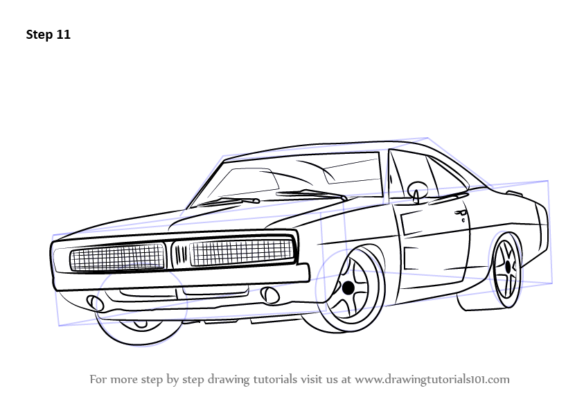 843x596 learn how to draw a dodge charger - Charger Drawing