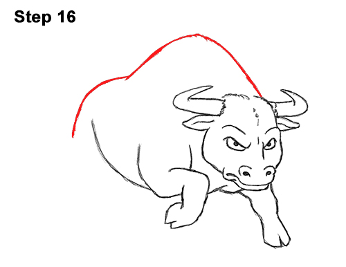 500x386 Drawn Bulls Charging Bull - Charging Bull Drawing