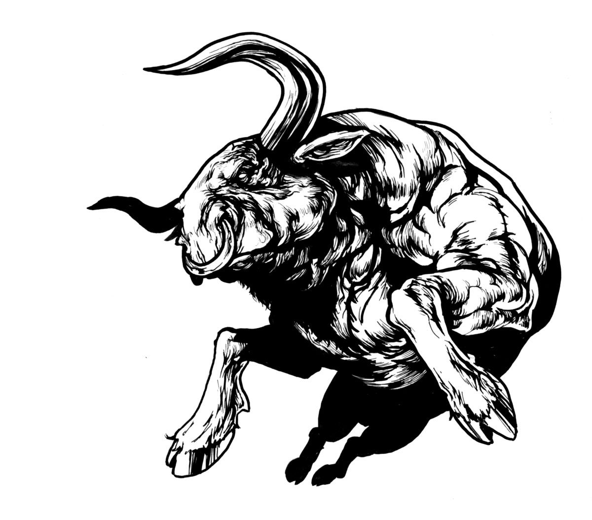 1200x1056 Bull Drawing - Charging Bull Drawing