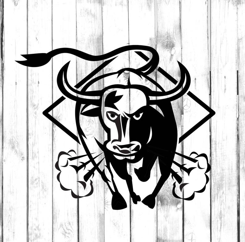 794x784 bull decal charging bull vinyl decal di cut decal etsy - Charging Bull Drawing