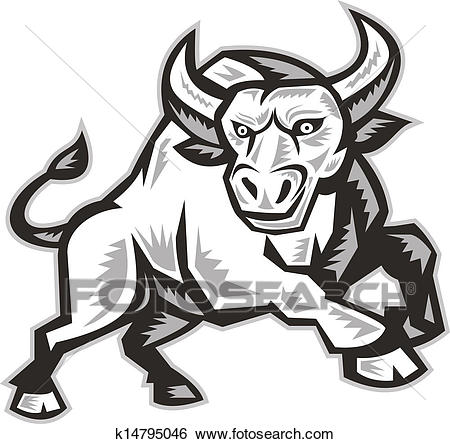 450x444 Charging Bull Drawing - Charging Bull Drawing