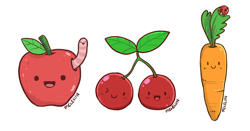 800x420 Cute Cartoon Vegetable And Fruit Drawing For Charity - Charity Drawing