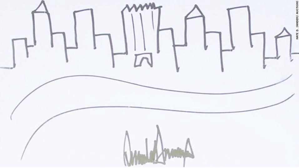 956x540 trump's sketch titled the finger four fetches - Charity Drawing