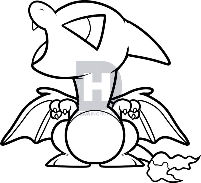 794x720 How To Draw Chibi Charizard, Step - Charizard Drawing