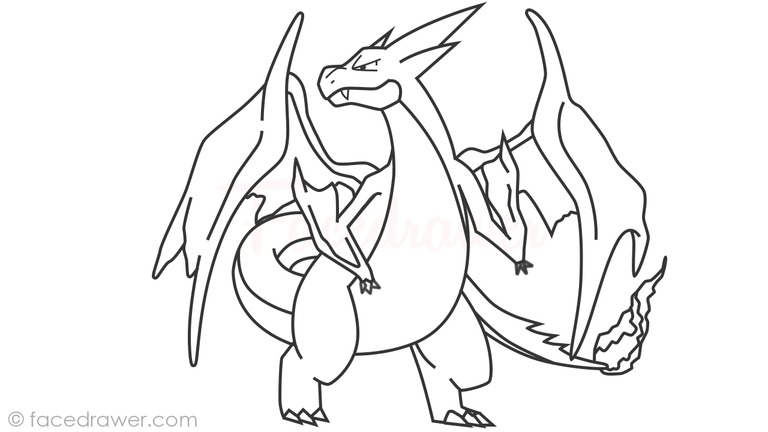 768x432 How To Draw Mega Charizard Y From Pokemon X Y Step - Charizard Drawing