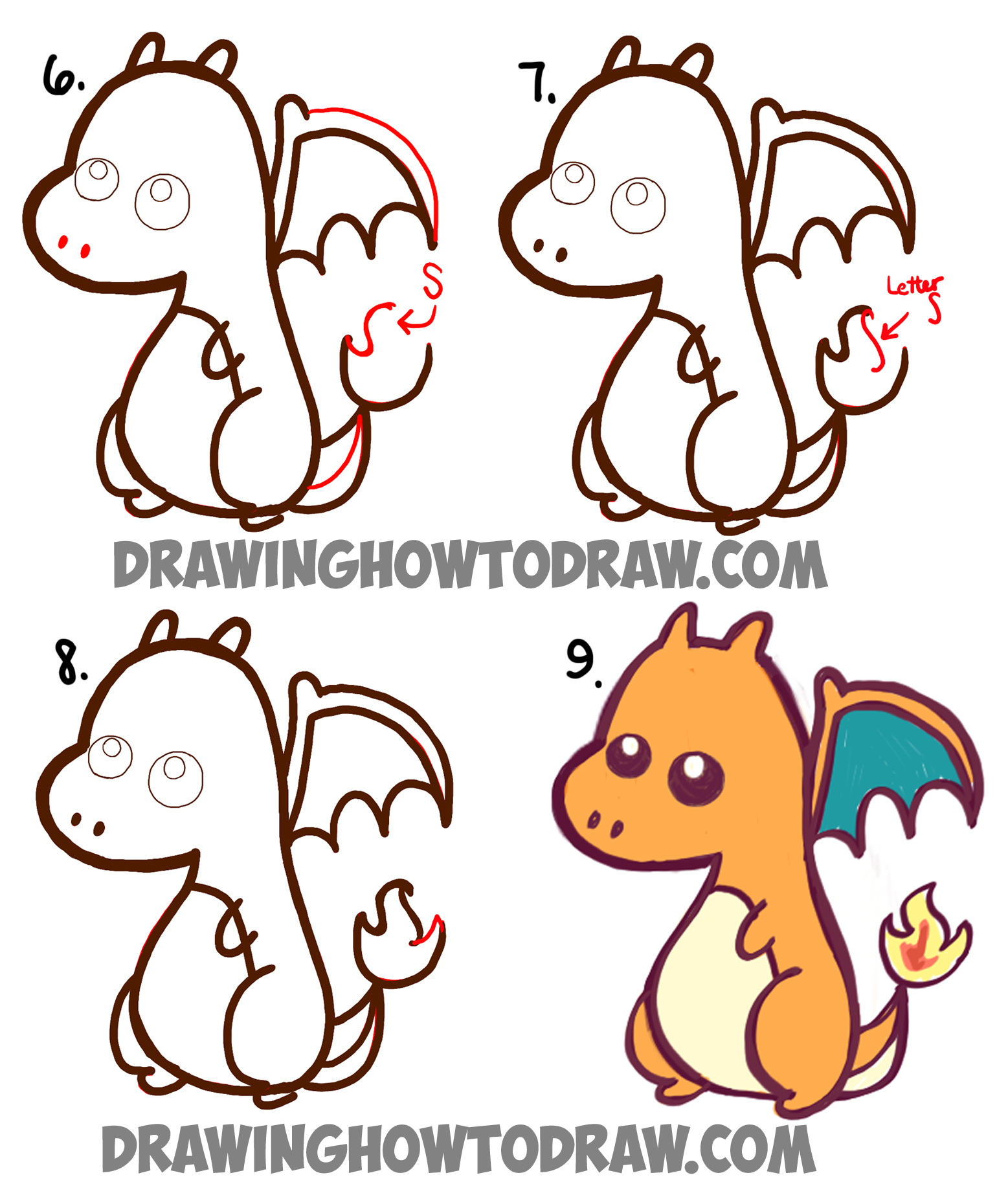 1557x1829 How To Draw A Cute Baby Chibi Charizard From Pokemon In Easy Steps - Charizard Drawing