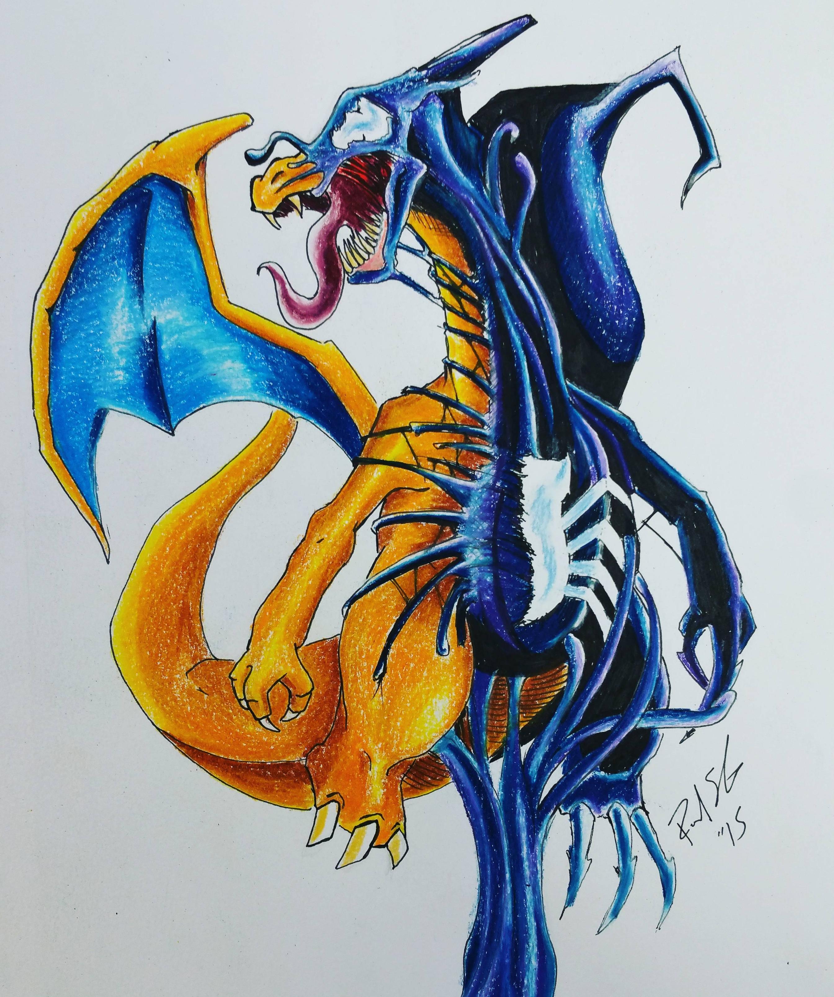 2689x3215 i just picked up drawing again, here is charizard and a symbiote - Charizard Drawing