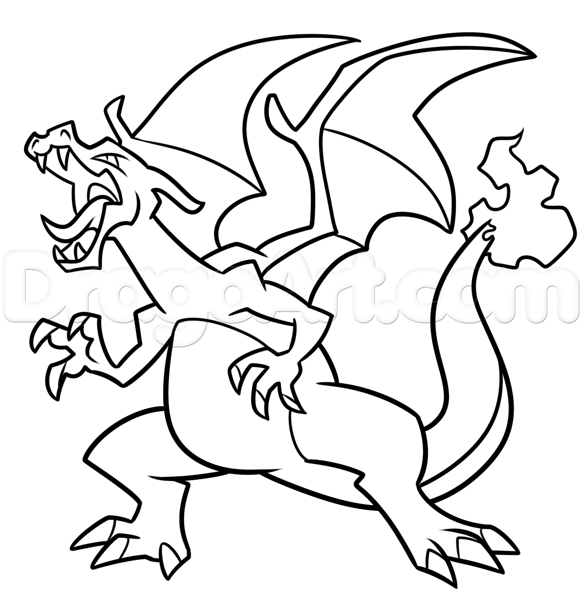 1191x1219 Draw Charizard Step - Charizard Drawing