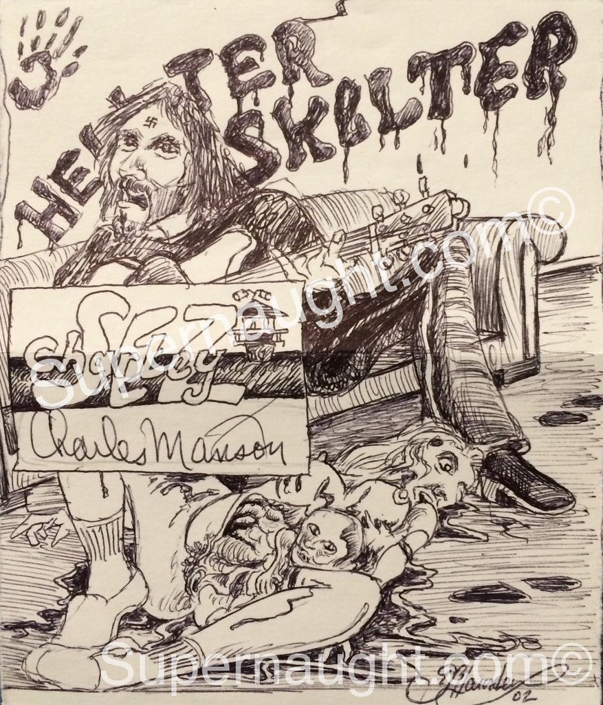 877x1024 Charles Manson Helter Skelter Sharon Tate Signed Drawing Supernaught - Charles Manson Drawing