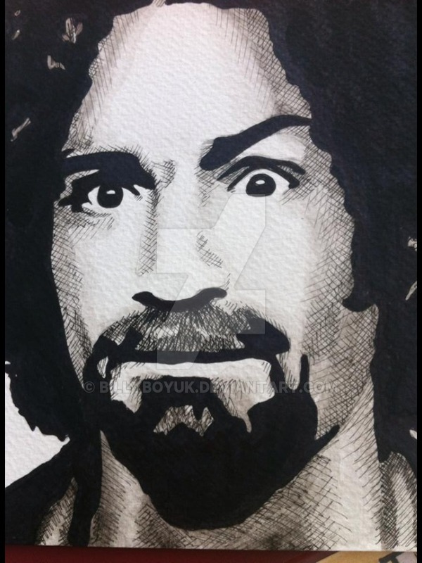 600x800 Charles Manson Original Drawing Painting Art - Charles Manson Drawing