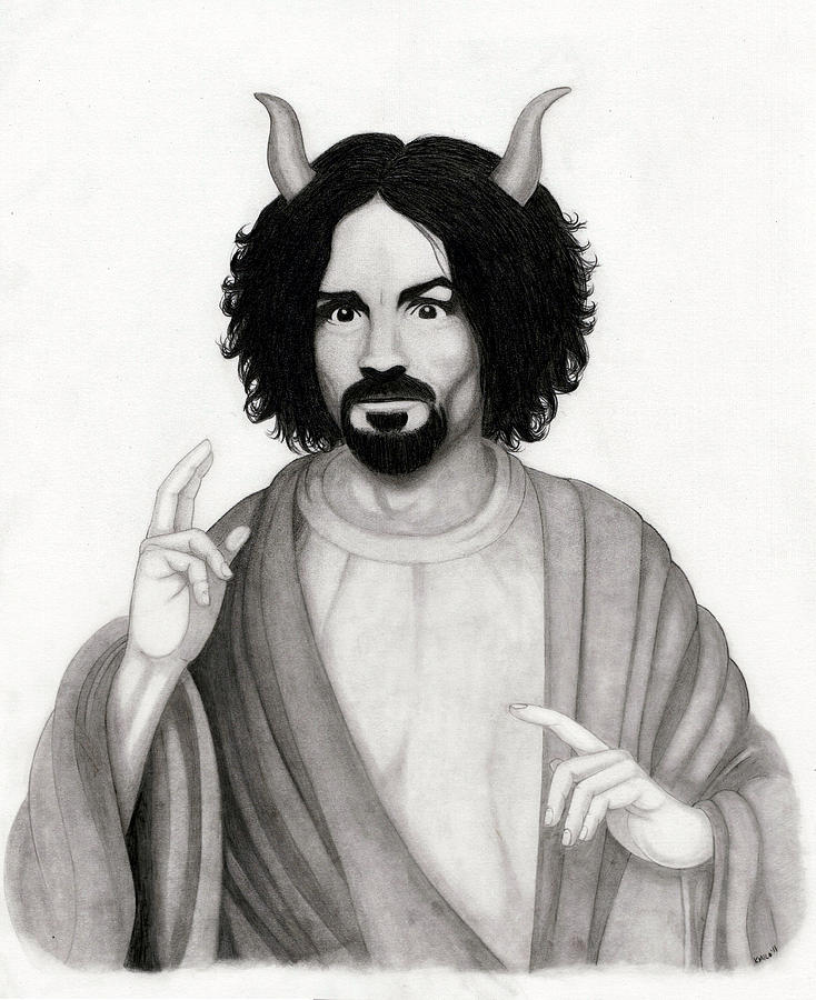 734x900 Charlzebub Drawing - Charles Manson Drawing