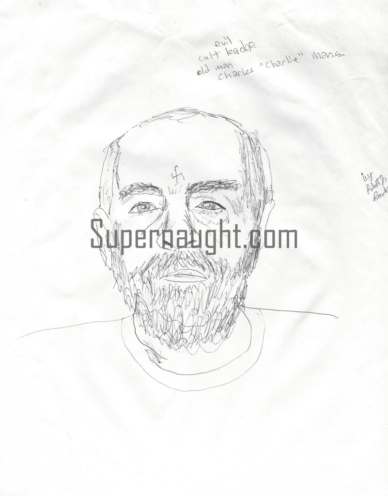 801x1024 robert bardo charles manson cult leader drawing signed supernaught - Charles Manson Drawing