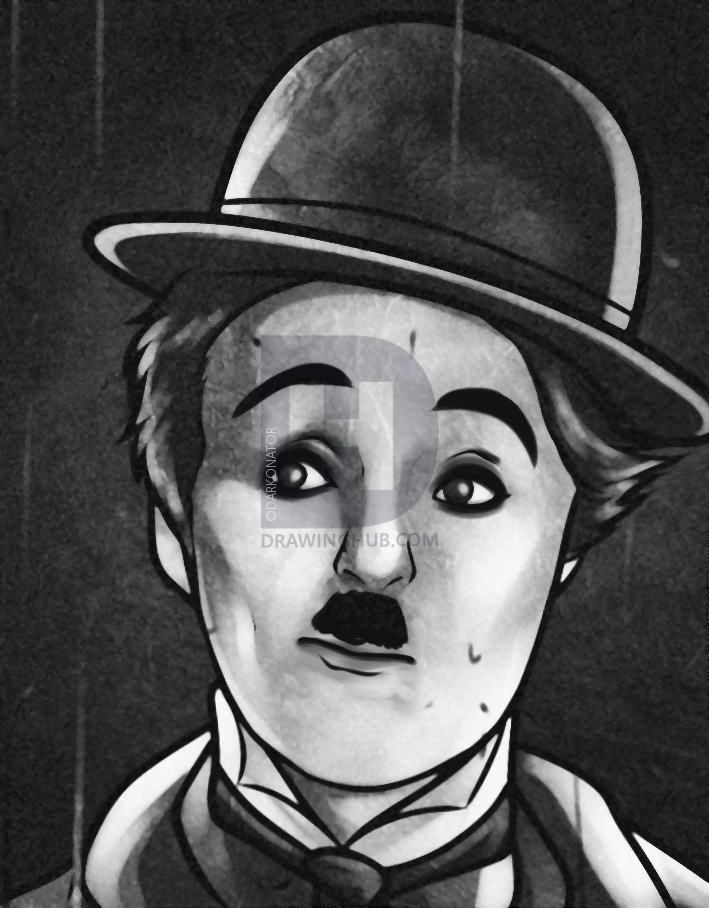 709x908 How To Draw Charlie Chaplin, Step - Charlie Chaplin Drawing