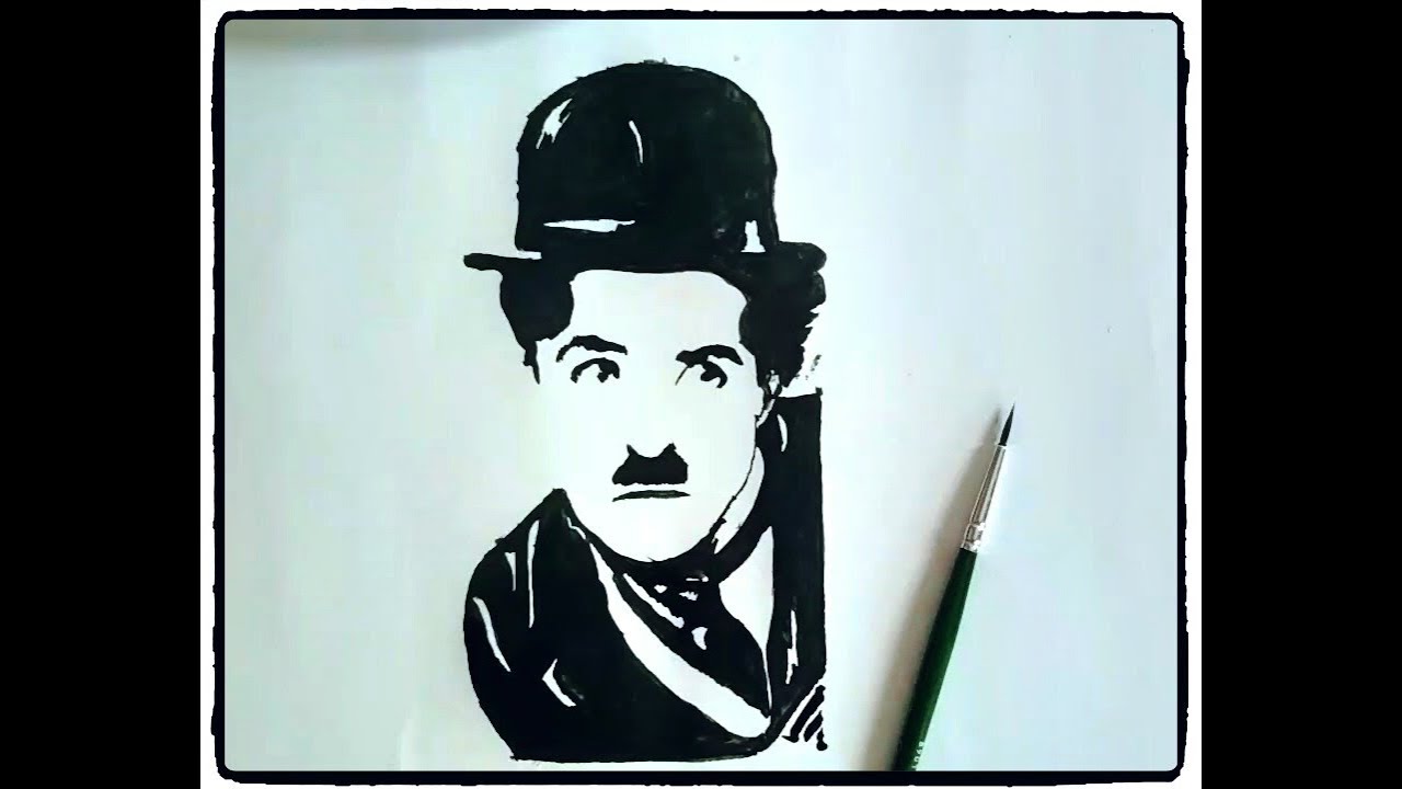 1280x720 How To Draw Charlie Chaplin Painting Tutorial In Simple Easy Step - Charlie Chaplin Drawing