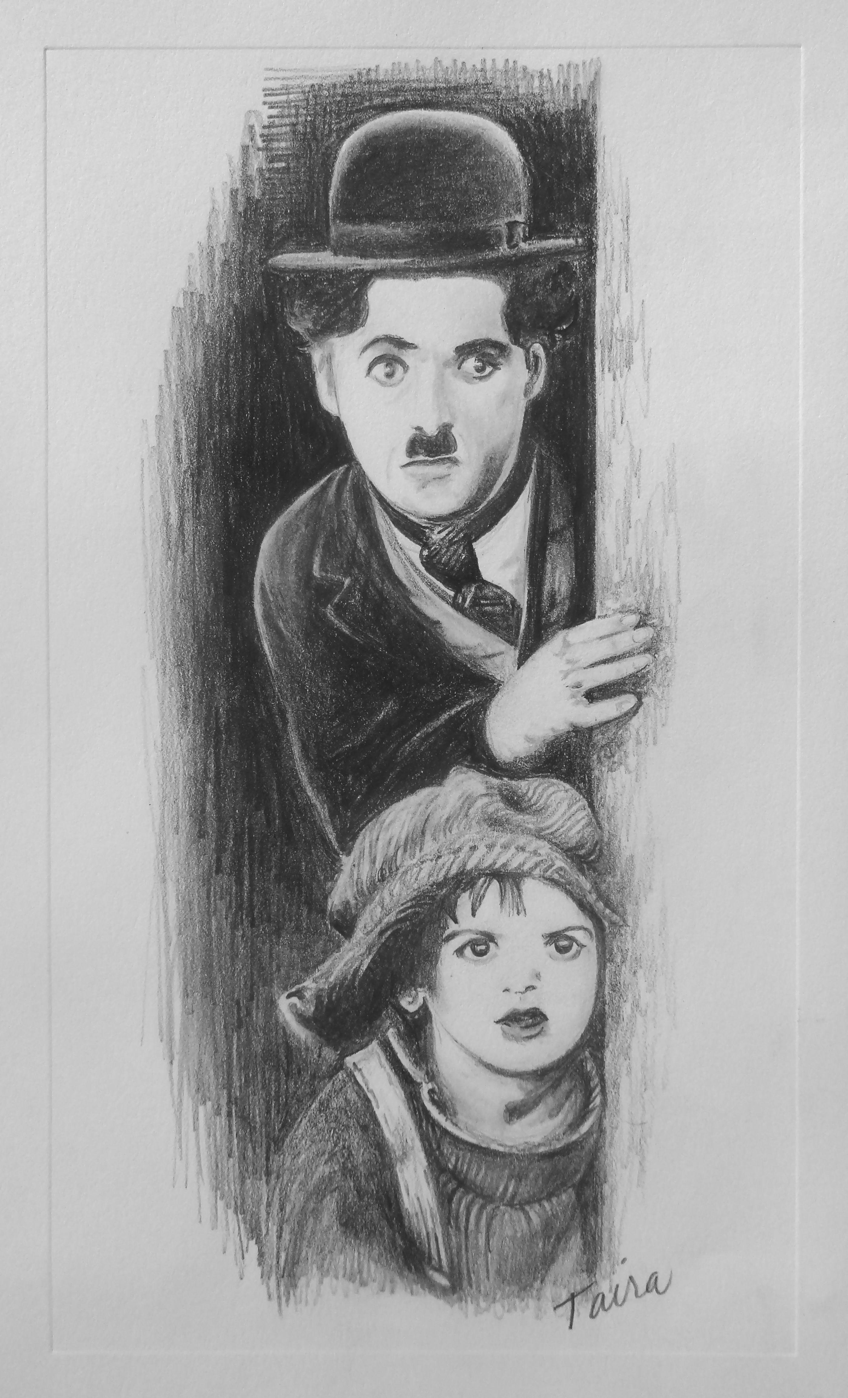 2800x4618 My Pencil Drawing Of Chaplin And Coogan From The Kid Charlile - Charlie Chaplin Drawing