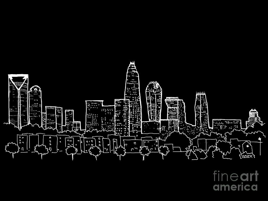 900x675 charlotte nc view from the east digital art - Charlotte Skyline Drawing