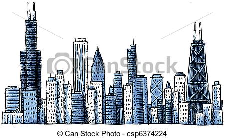 450x277 cartoon chicago skyline cartoon skyline silhouette ofchicago, usa - Charlotte Skyline Drawing