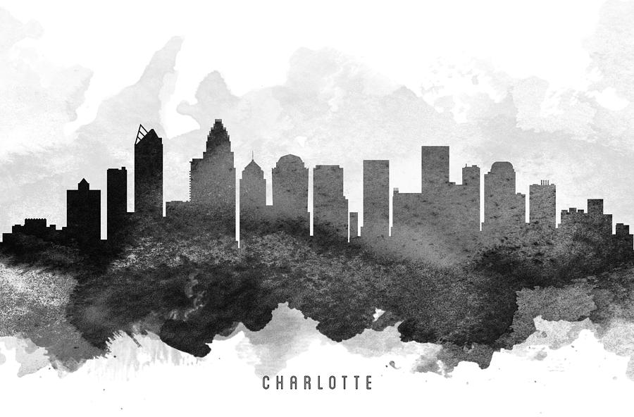 900x592 Charlotte Cityscape Painting - Charlotte Skyline Drawing