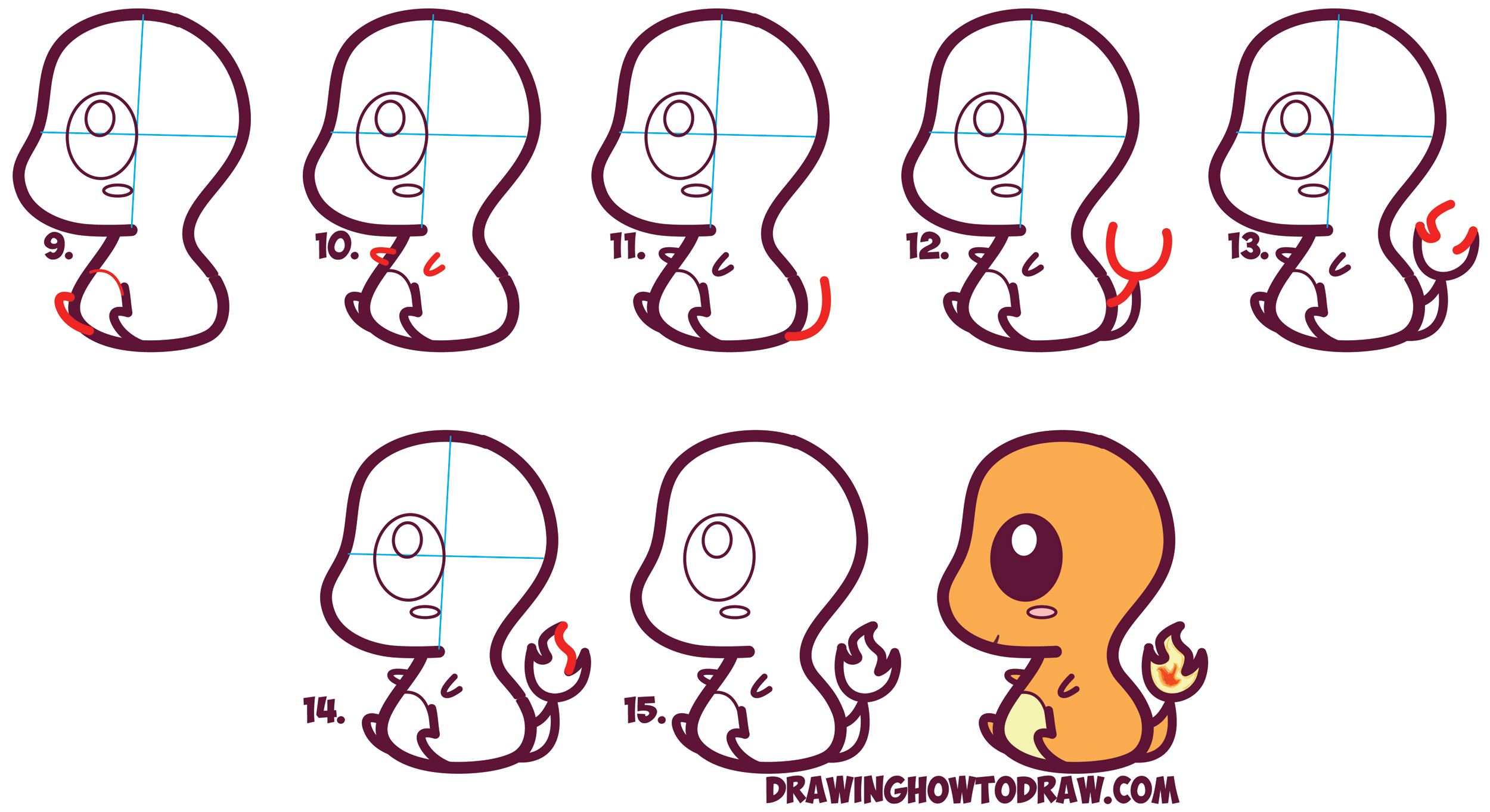 2500x1363 How To Draw Cute Kawaii Chibi Charmander From Pokemon In Easy - Charmander Drawing