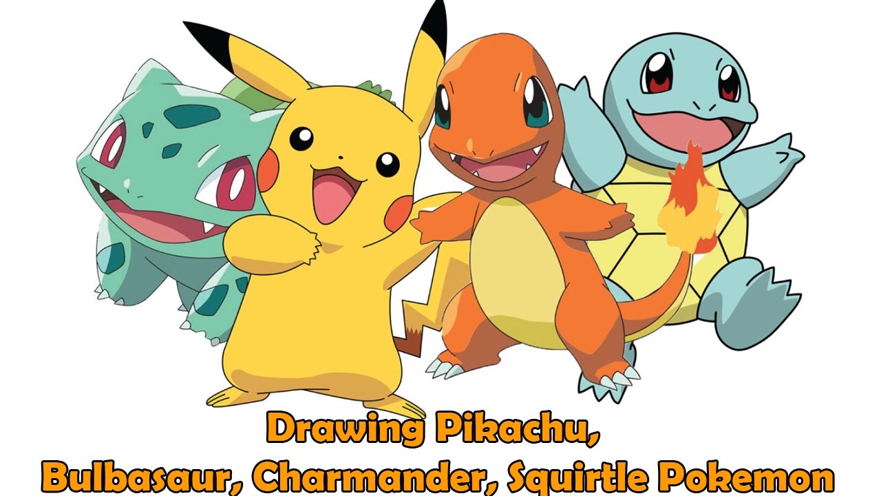 1280x720 Easy Drawings For Kids Drawing Pikachu, Bulbasaur, Squirtle - Charmander Drawing