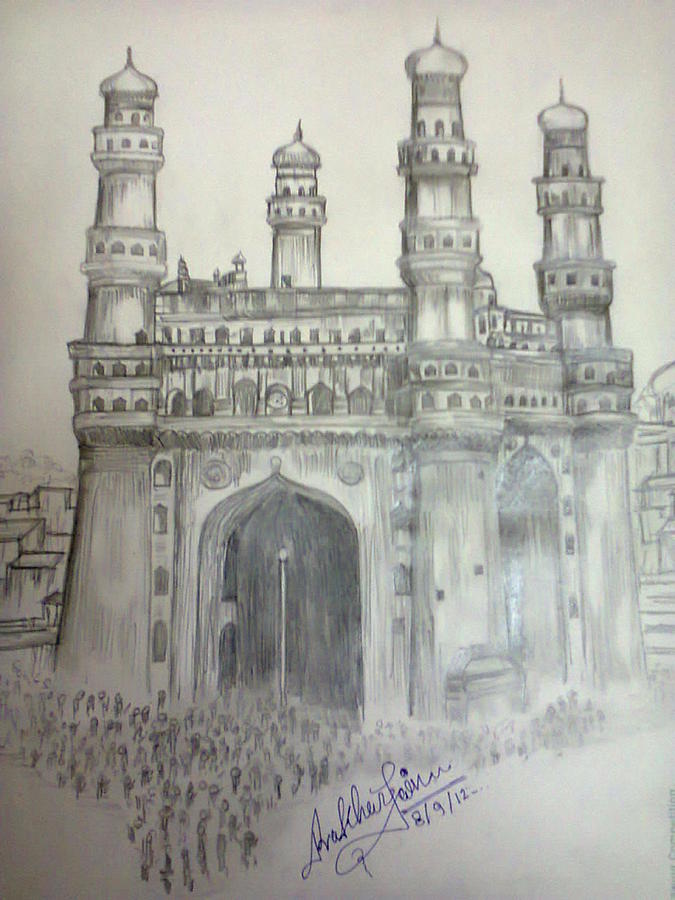 675x900 Charminar Drawing - Charminar Drawing