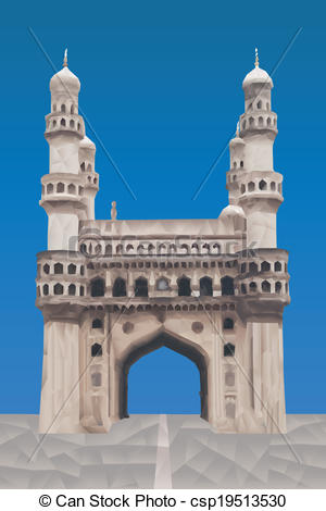 300x470 charminar illustration in triangular pattern style - Charminar Drawing
