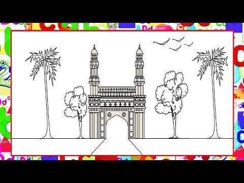 480x360 How To Draw Charminar Hyderabad India In Ms Paint - Charminar Drawing