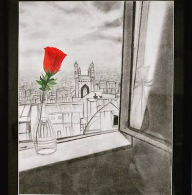 375x381 A View Of The Nawab City Drawing - Charminar Drawing