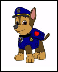200x246 How To Draw Paw Patrol Cartoon Characters Drawing Tutorials - Chase Drawing