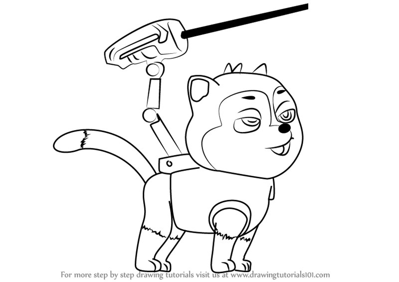 800x566 Learn How To Draw Cat Chase From Paw Patrol - Chase Drawing
