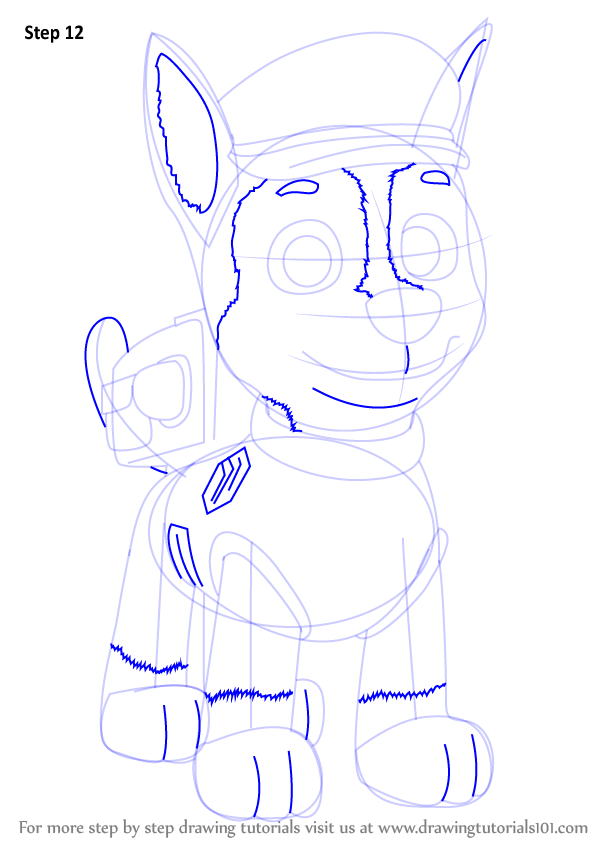 598x844 Learn How To Draw Chase From Paw Patrol - Chase Paw Patrol Drawing