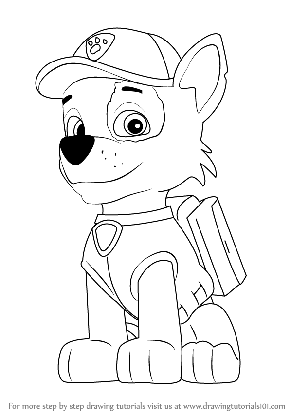 598x844 Learn How To Draw Rocky From Paw Patrol - Chase Paw Patrol Drawing