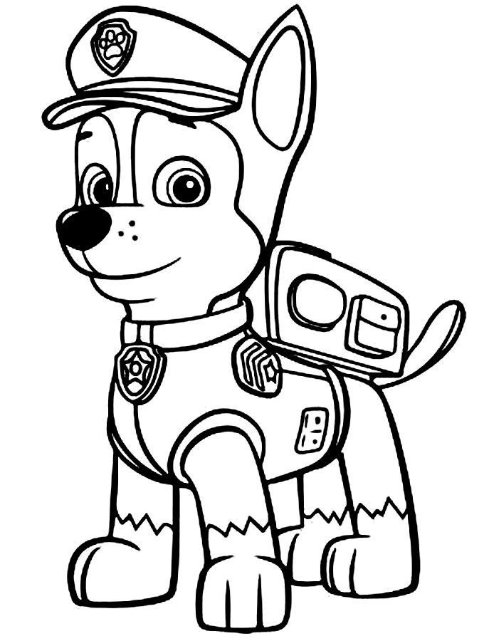 687x900 paw patrol coloring pages chase coloring pages for kids paw - Chase Paw Patrol Drawing