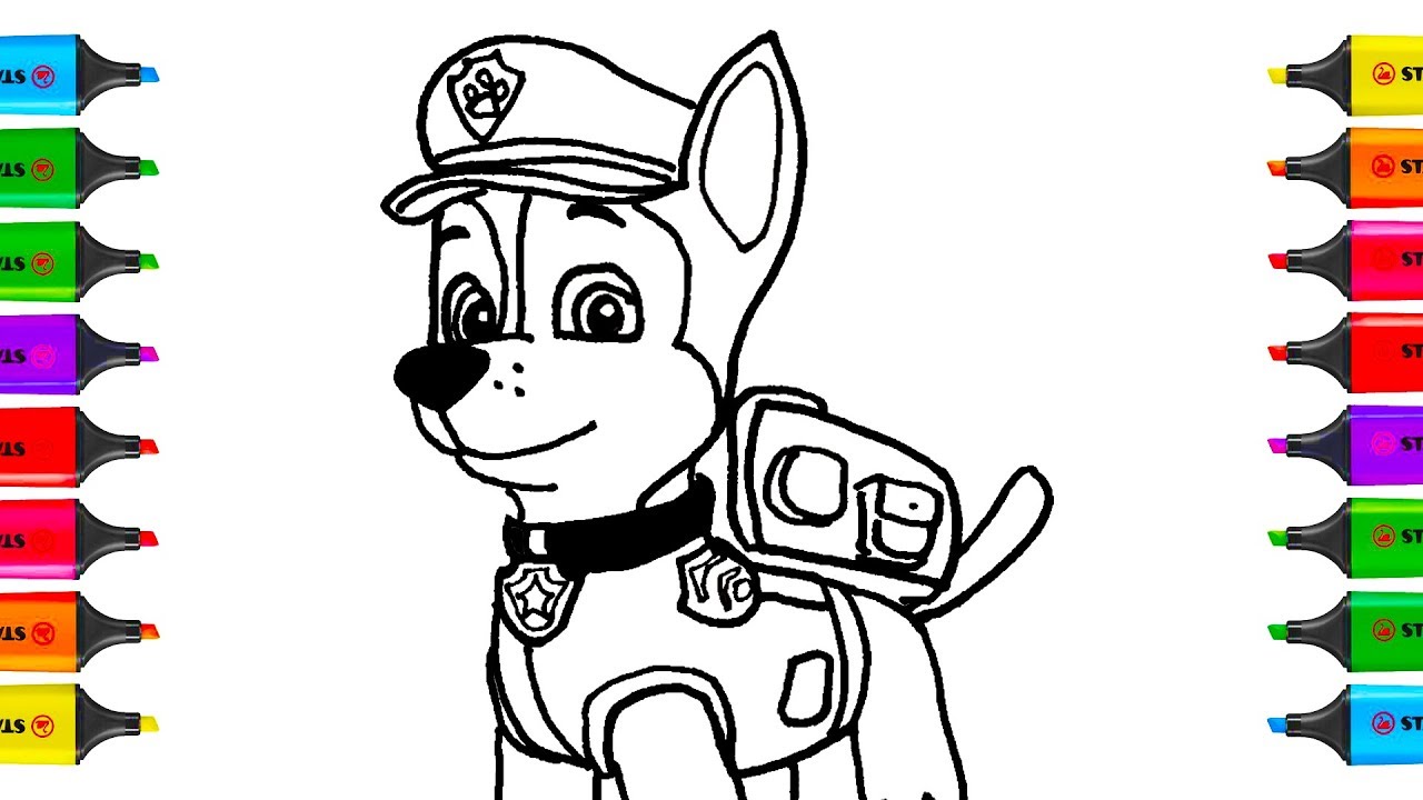 1280x720 How To Draw Paw Patrol Chase Coloring Pages Kit Toys - Chase Paw Patrol Drawing