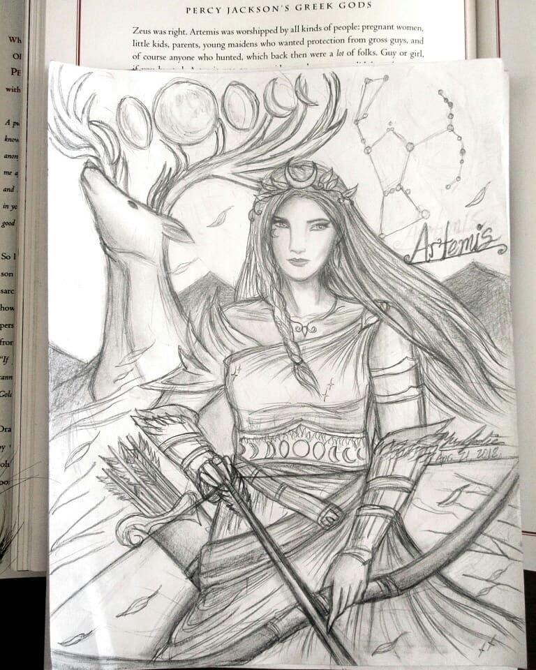 768x960 Here's My Drawing Of Artemis Diana, Goddess Of The Hunt - Chastity Drawing