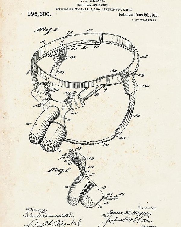 600x750 Male Chastity Belt Patent Poster - Chastity Drawing