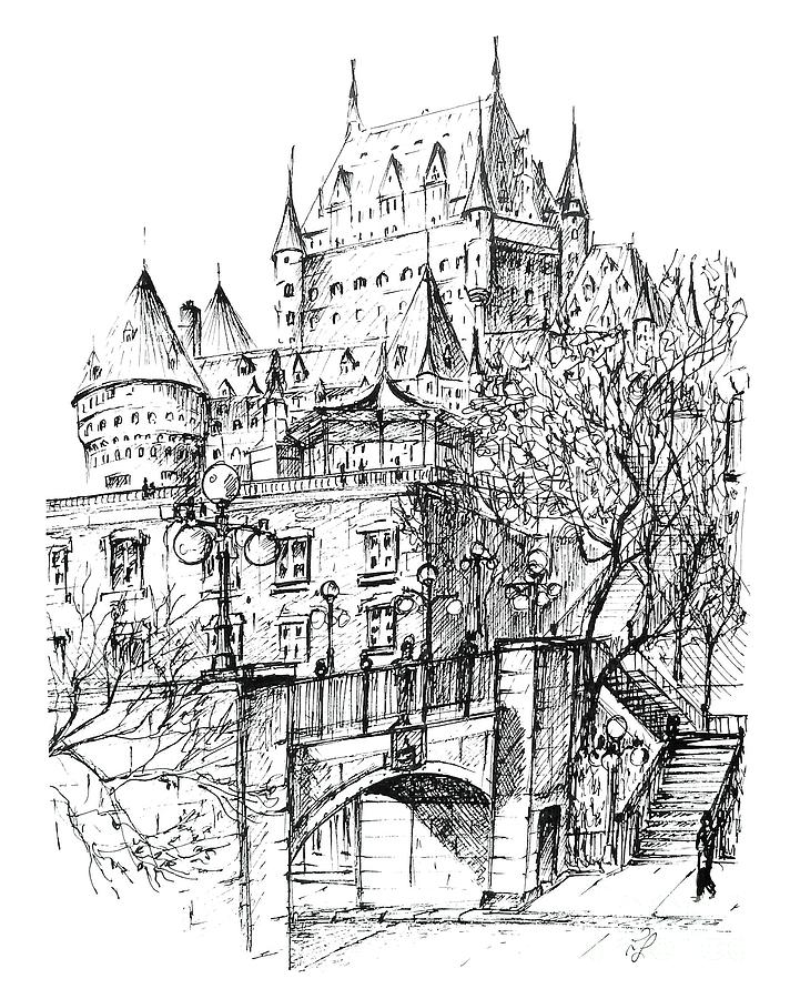 712x900 chateau frontenac rue de la montagne drawing - Chateau Drawing