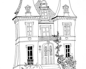 340x270 Chateau Drawing Etsy - Chateau Drawing