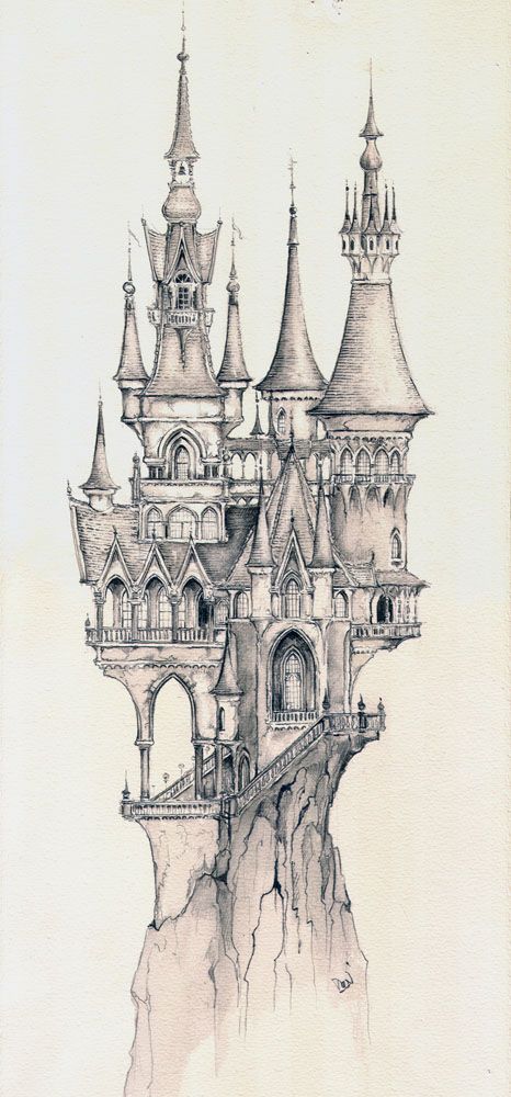 466x1000 Illustration Drawings, Art, Castle Drawing - Chateau Drawing