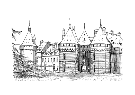 525x370 Chateau Chaumont A Pen And Ink Drawing - Chateau Drawing