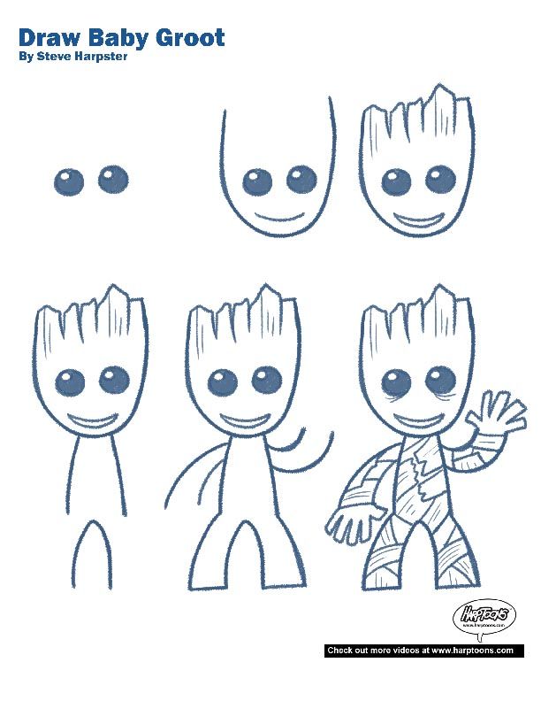 612x792 here's an easy way to draw groot check out the drawing video - Check Drawing