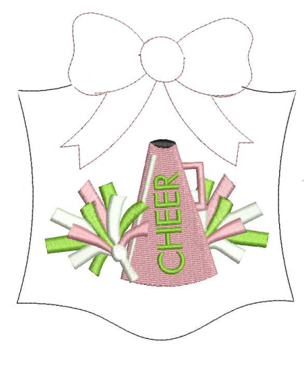 440x532 In The Hoop Cheer Bow Holder Embroidery Machine Design - Cheer Bow Drawing