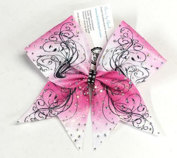 567x508 Two Color Ombre With Swirls Glitter Cheer Bow - Cheer Bow Drawing