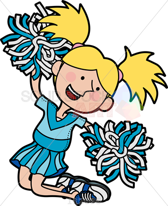 340x416 Stock Illustration Of Cartoon Drawing Of Jumping Blond Cheerleader - Cheerleader Drawing