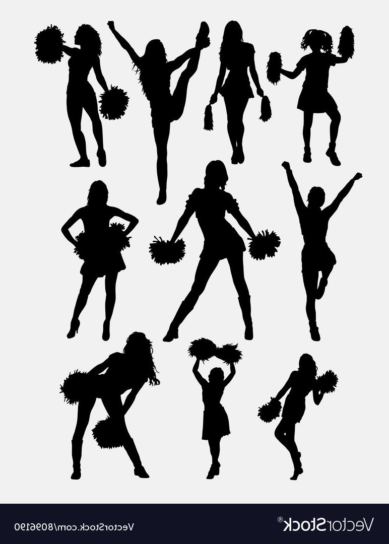 772x1080 Top Girl Cheerleader Pose Silhouette Vector Drawing - Cheerleader Drawing
