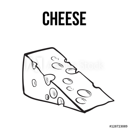 500x500 hand drawn piece of swiss cheese, sketch style vector illustration - Cheese Drawing