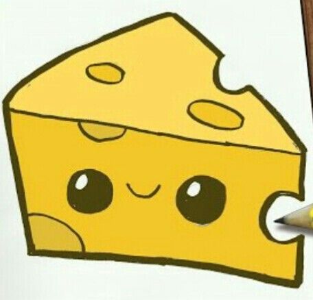456x438 kawaii cheese drawing step - Cheese Drawing
