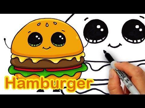 480x360 how to draw a cartoon hamburgercheeseburger cute and easy kids - Cheeseburger Drawing