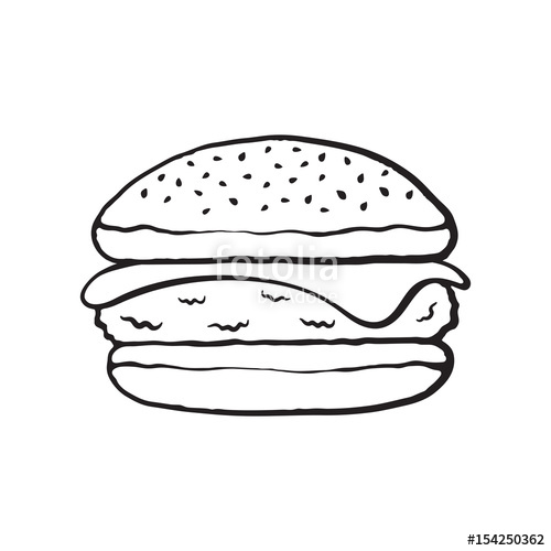 500x500 vector illustration hand drawn doodle of cheeseburger cartoon - Cheeseburger Drawing