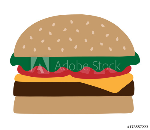 500x434 burger with cheese, tomatoes, meat and lettuce in sesame bun - Cheeseburger Drawing
